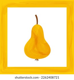 Orange pear watercolor effect simple flat vector illustration. Abstract pear fruit art design for print, cover, wallpaper, banner, logo. 