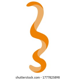 Orange peel. Decoration for a refreshing cocktail. Vector stock illustration. Isolated white background. Flat style. Fruit zest. The skin is peeled in a spiral. Alcohol drink design. Citrus peel. 