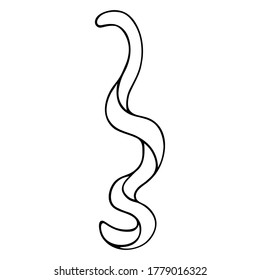 Orange peel. Decoration for a refreshing cocktail. Vector stock illustration. Outline on an isolated white background. Sketch. Doodle style. Fruit zest. The skin is peeled in a spiral. Citrus peel.