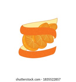 Naranja con ilustración de pozo Pieza de corte de diseño 