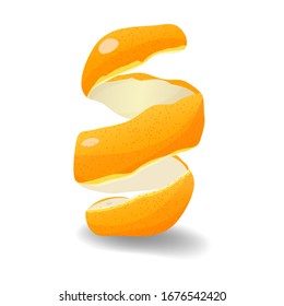 Orange peel. Realistic citrus fruit peel isolated on white background. Citrus vector illustration.