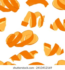 Orange peel, zest vector cartoon seamless pattern background for wallpaper, wrapping, packing, and backdrop.