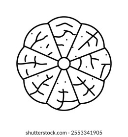 orange peeled slice line icon vector. orange peeled slice sign. isolated contour symbol black illustration