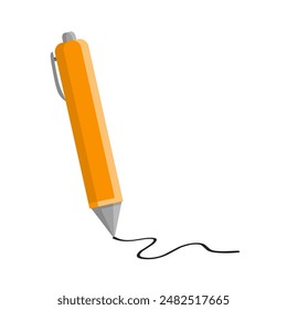 Orange pen, pen with strokes , School supplies vector 