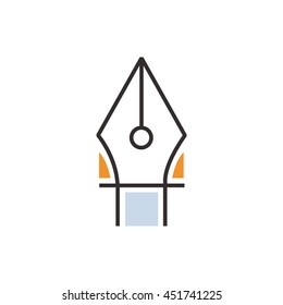 Orange pen tool  icon line