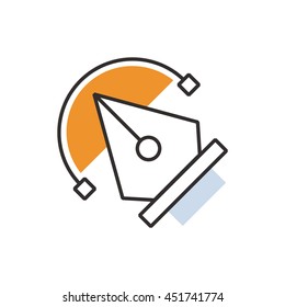 Orange pen tool  icon  vector