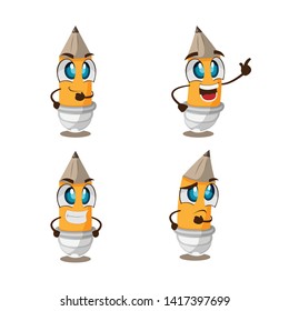 Orange Pencil Cartoon Character Set Vector
