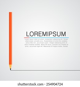Orange pencil drawing a line. Vector illustration