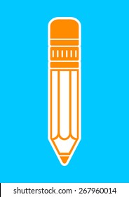 Orange pencil icon on blue background
