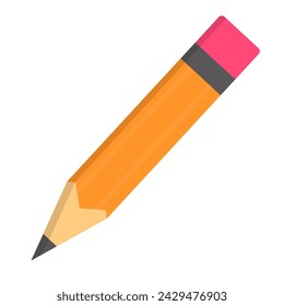Orange pencil icon. Stationery. Vector.