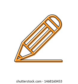 Orange Pencil and line icon isolated on white background. Education sign. Drawing and educational tools. School office symbol.  Vector Illustration