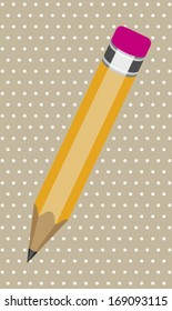 Orange Pencil With Pink Rubber On Vintage Background