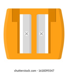 Orange pencil sharpener isolated on white background. Cartoon style. Vector illustration for any design.