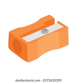 Orange pencil sharpener on white background