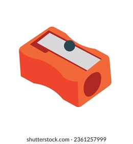 Orange pencil sharpener vector illustration in flat design style, school supplies clip art