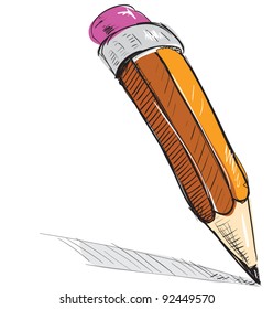 Orange pencil sketch cartoon vector illustration