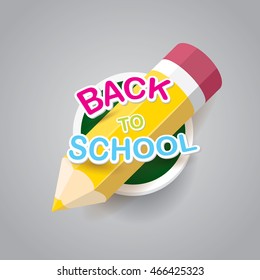 orange pencil with text Back to school vector background. back to school vector concept illustration.