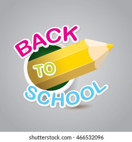 orange pencil with text Back to school vector background. back to school vector concept icon illustration.