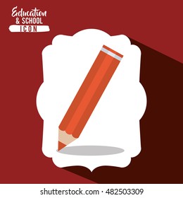 Orange pencil tool icon. Draw write school and instrument theme. Frame design. Vector illustration