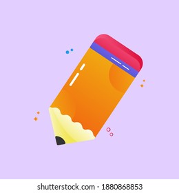 Orange pencil vector icon. Study tools vector. Flat design icon ready to use for website, mobile app, presentation and any other projects.