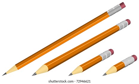 orange pencils isolated on white, realistic looking vector illustration