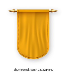 Orange Pennat Flag Vector. Advertising Canvas Banner. Hanging Wall Pennat. Heraldic 3D Realistic Isolated Illustration