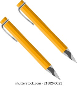 Orange pens, illustration, vector on a white background.