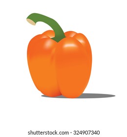 Orange peppers over white background