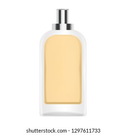 Orange perfume bottle icon. Realistic illustration of orange perfume bottle vector icon for web design isolated on white background