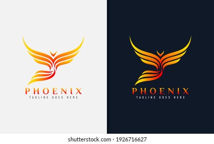 Orange Phoenix Logo Design. Vector Logo Illustration.