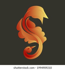 orange phoenix logotype flying with wings and forming letter s