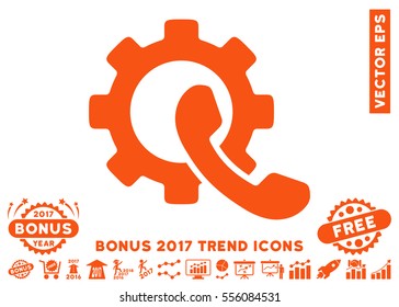 Orange Phone Configuration pictograph with bonus 2017 trend elements. Vector illustration style is flat iconic symbols, white background.