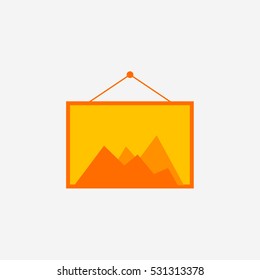 Orange photo frame vector icon