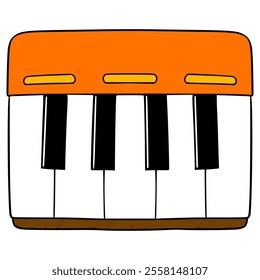 orange piano keys illustration hand drawn isolated vector