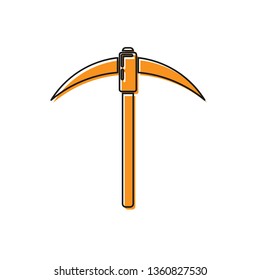 Orange Pickaxe icon isolated on white background. Blockchain technology, cryptocurrency mining, bitcoin, digital money market, cryptocoin wallet. Vector Illustration