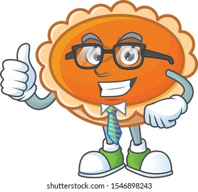 orange pie cartoon with businessman mascot design.