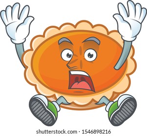 orange pie cartoon with successful mascot design.