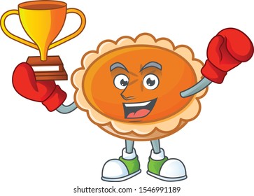 orange pie in the character with boxing winner