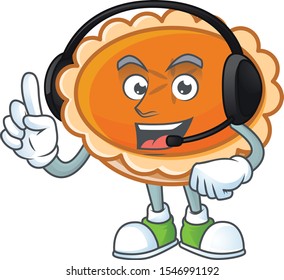 orange pie in the character with headphone