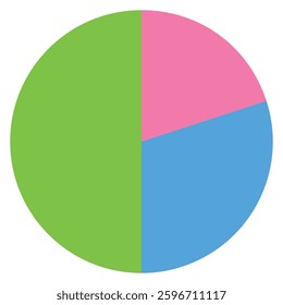 Orange pie chart with 3 parts chart, 3 circle section for business presentation concept. Overall for marketing and education goal, Vector illustration.