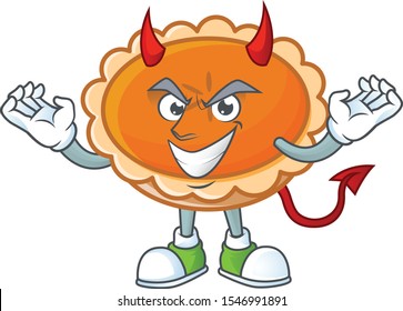 orange pie with devil character on white background.