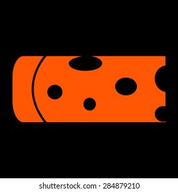 Orange Piece of cheese isolated on a black background