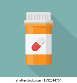 Orange pill bottle with pill capsule depicted on label