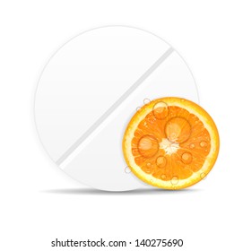 Orange pill icon.Environment background vector illustration