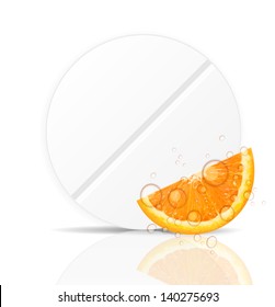 Orange pill icon.Environment background vector illustration