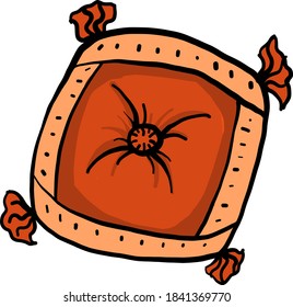 Orange pillow, illustration, vector on white background