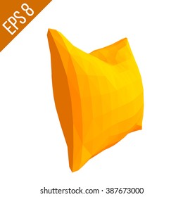 orange pillow isolated on white background vector simple style modern nap polygonal triangular