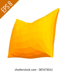 orange pillow isolated on white background vector simple style modern nap polygonal triangular