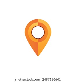Orange pin for maps and navigation systems to mark current location. User Interface icon design. Vector illustration.