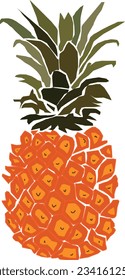 Orange pineapple with green leaves vector